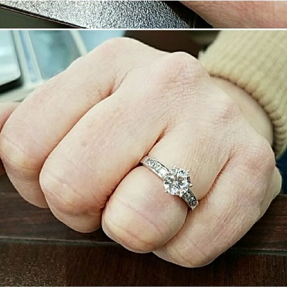 14k Solid White Gold Engagement Ring 5 6 7 8 9 - Picture 3 of 4